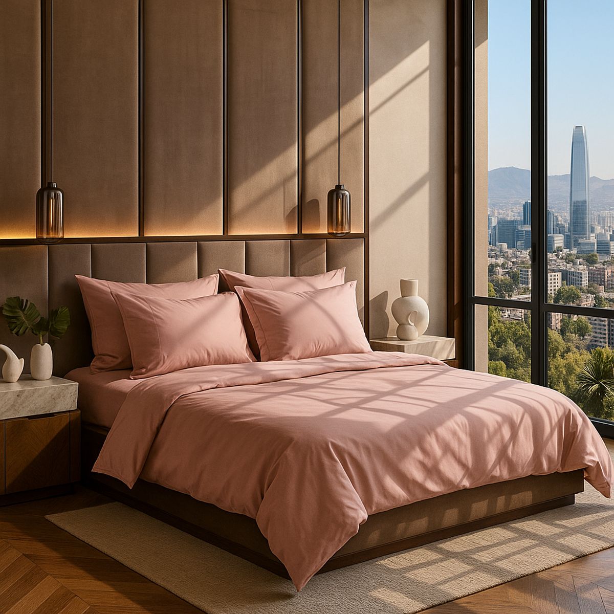 ARMONIA - Set de Sábanas Signature 800 Hilos Rosado 2 Plazas