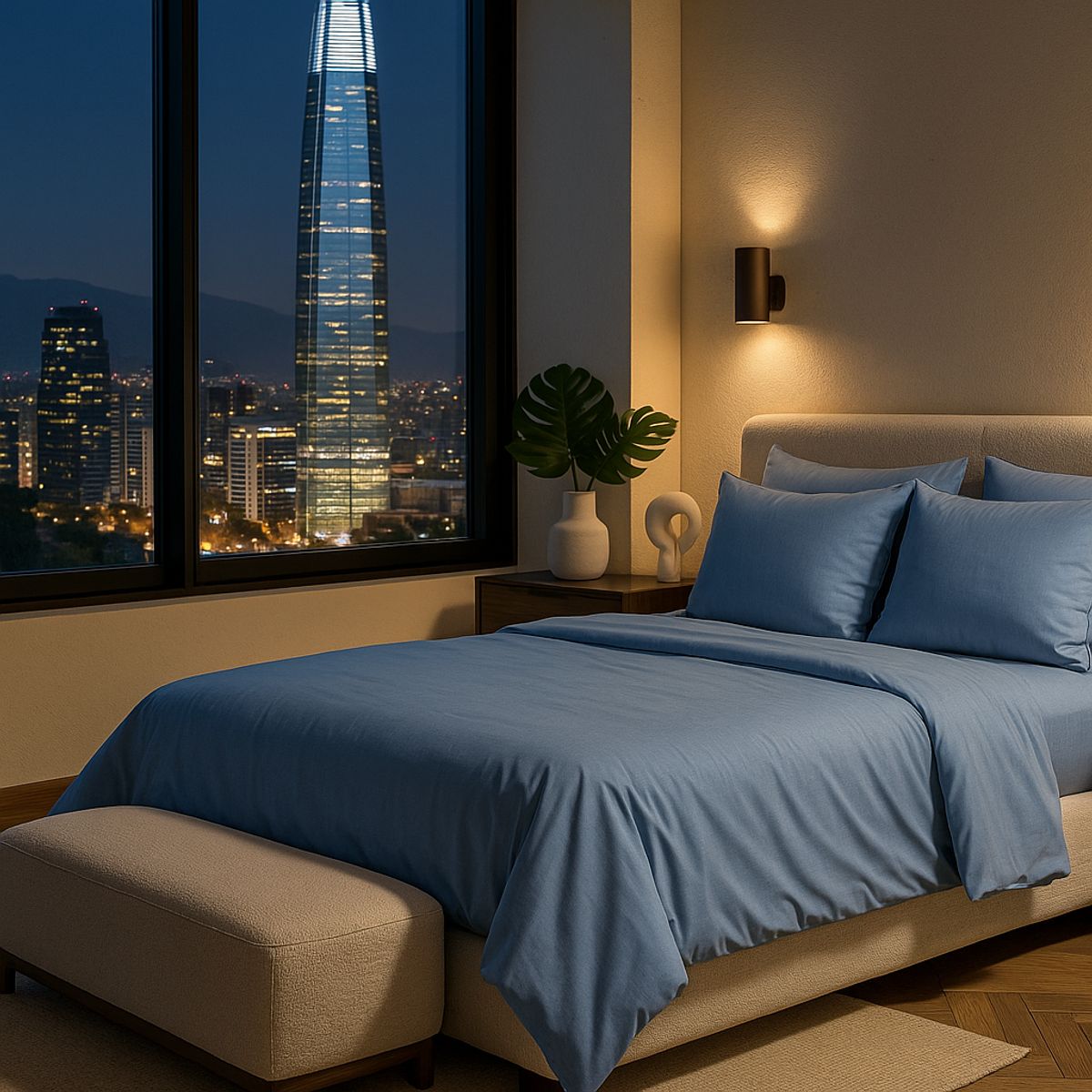 ARMONIA - Juego de Sábanas Signature 800 hilos Azul 2 Plazas