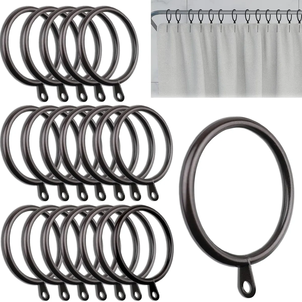 KUANGYE - Pack 50 Unidades Anillos Para Barra Colgar Cortina De Metal