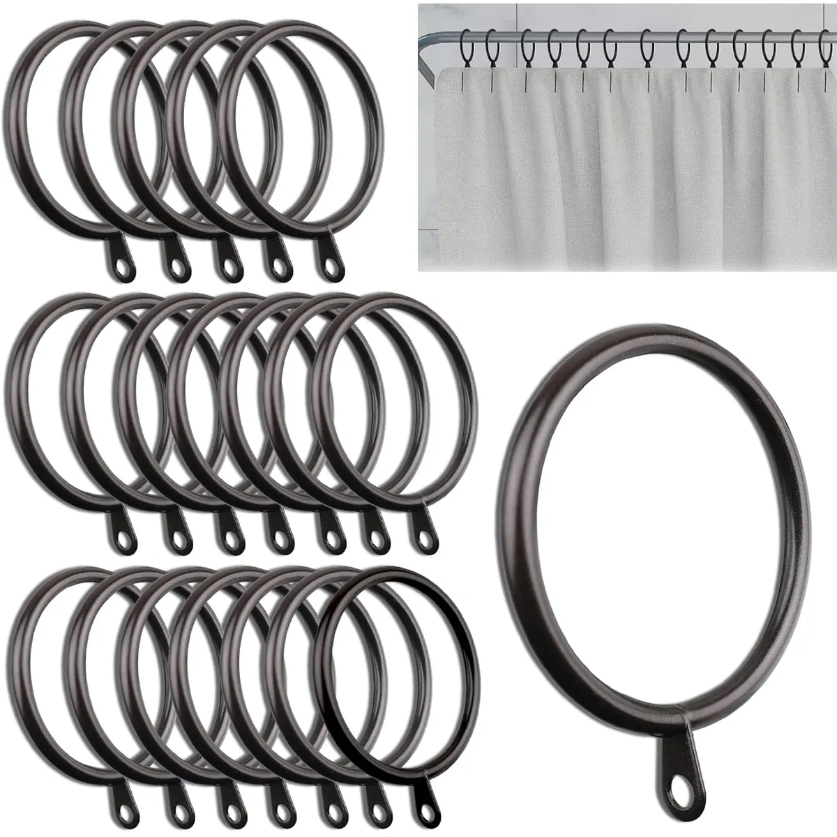 KUANGYE - Pack 50 Unidades Anillos Para Barra Colgar Cortina De Metal