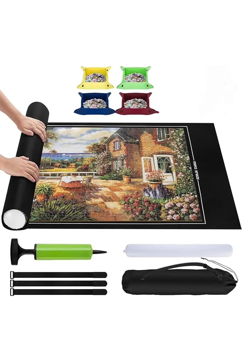 Juego Puzzle Mat 2000 Piezas Negro Alfombra Para Puzzles 2000 Piezas – Con Bandejas Clasificadoras Y Bolsa De Almacenamiento Almacenar Puzzles