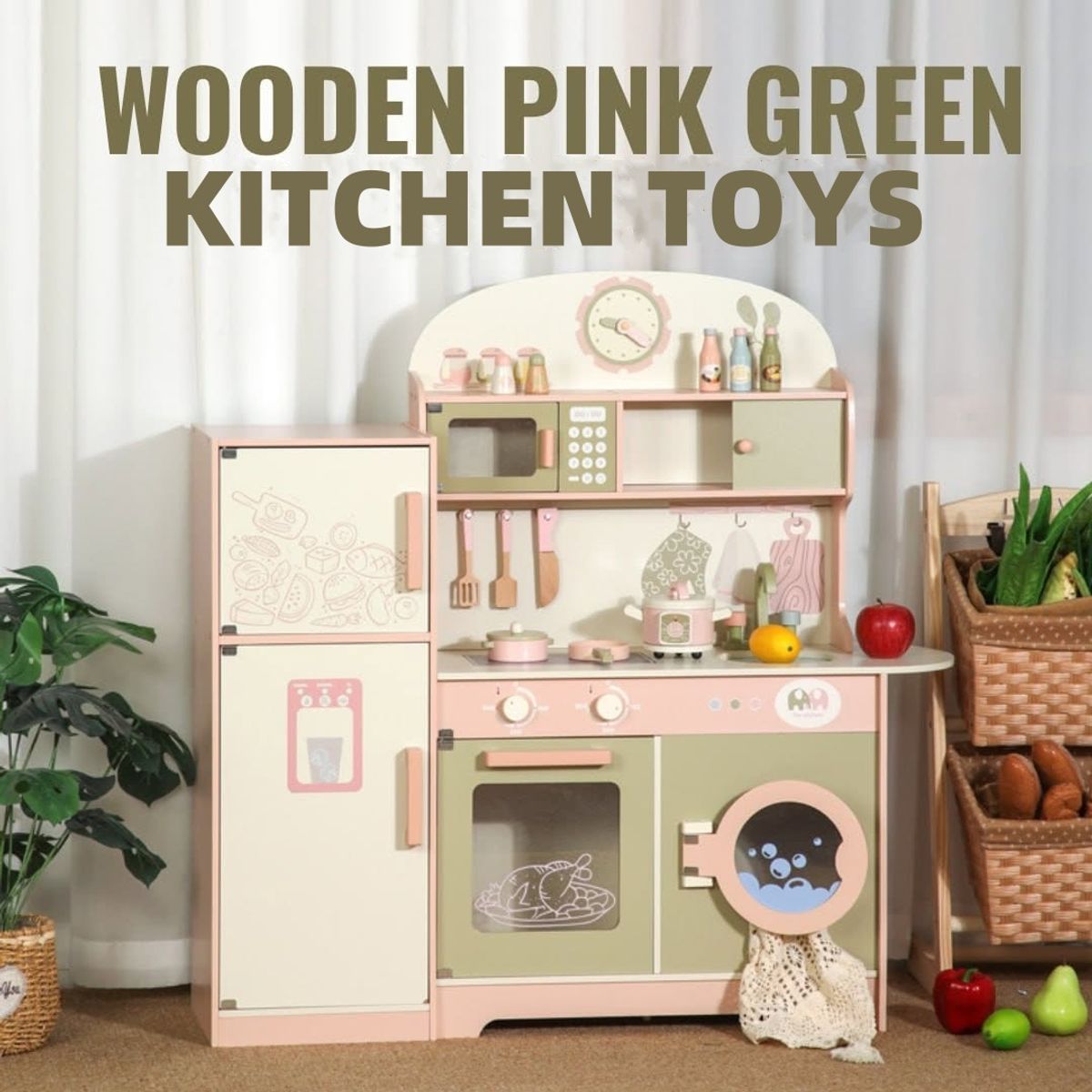 TATEE - Cocina Infantil de Madera Juguetes kitchen toys Con luces