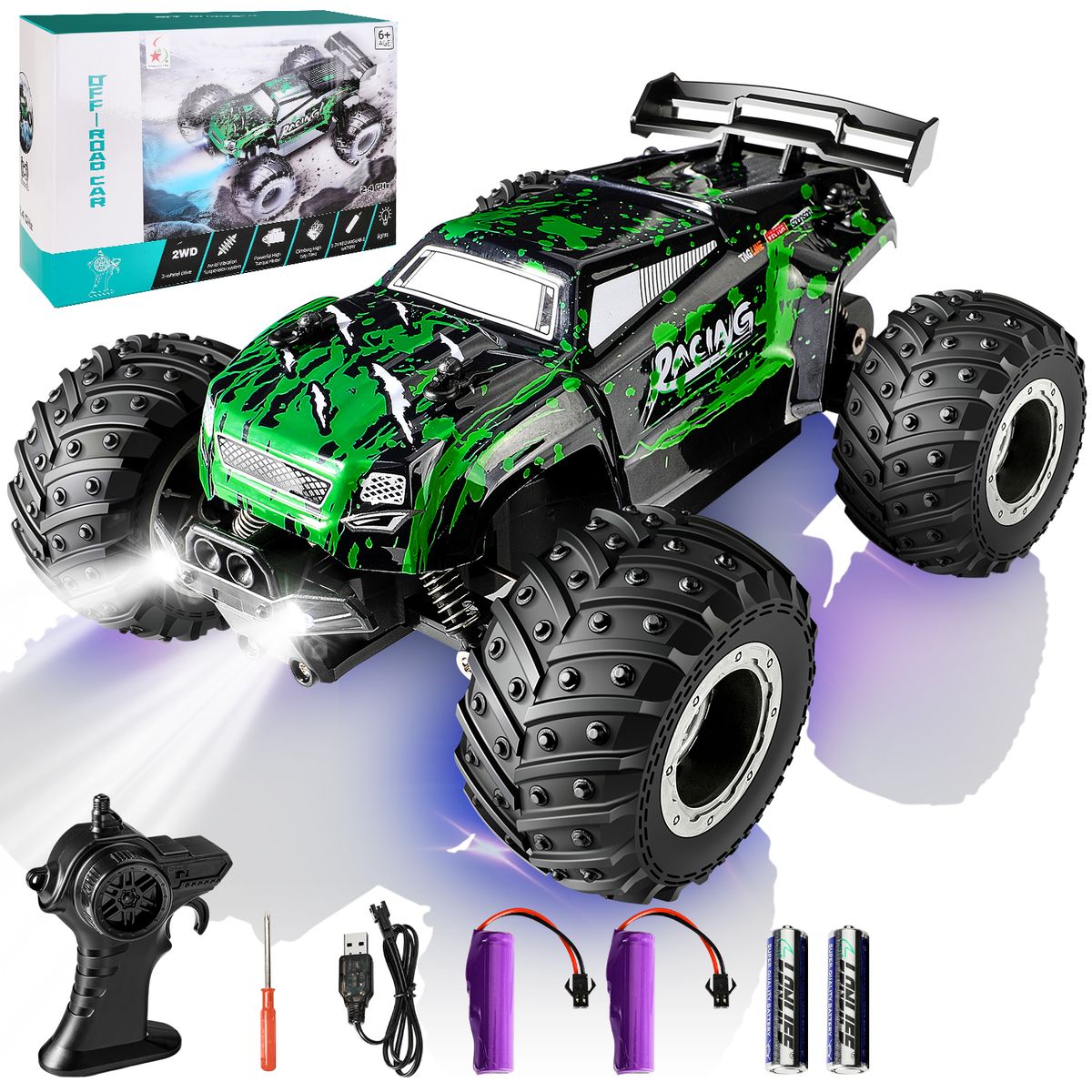 LUKOVEE - Auto Carro A Control Remoto Recargable Con Led Juguete Niños