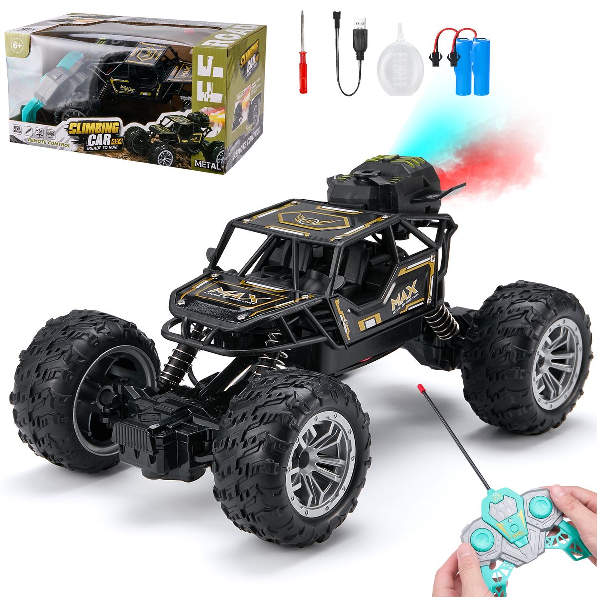 LUKOVEE - Auto Carro A Control Remoto Recargable Con Led Pulverizable