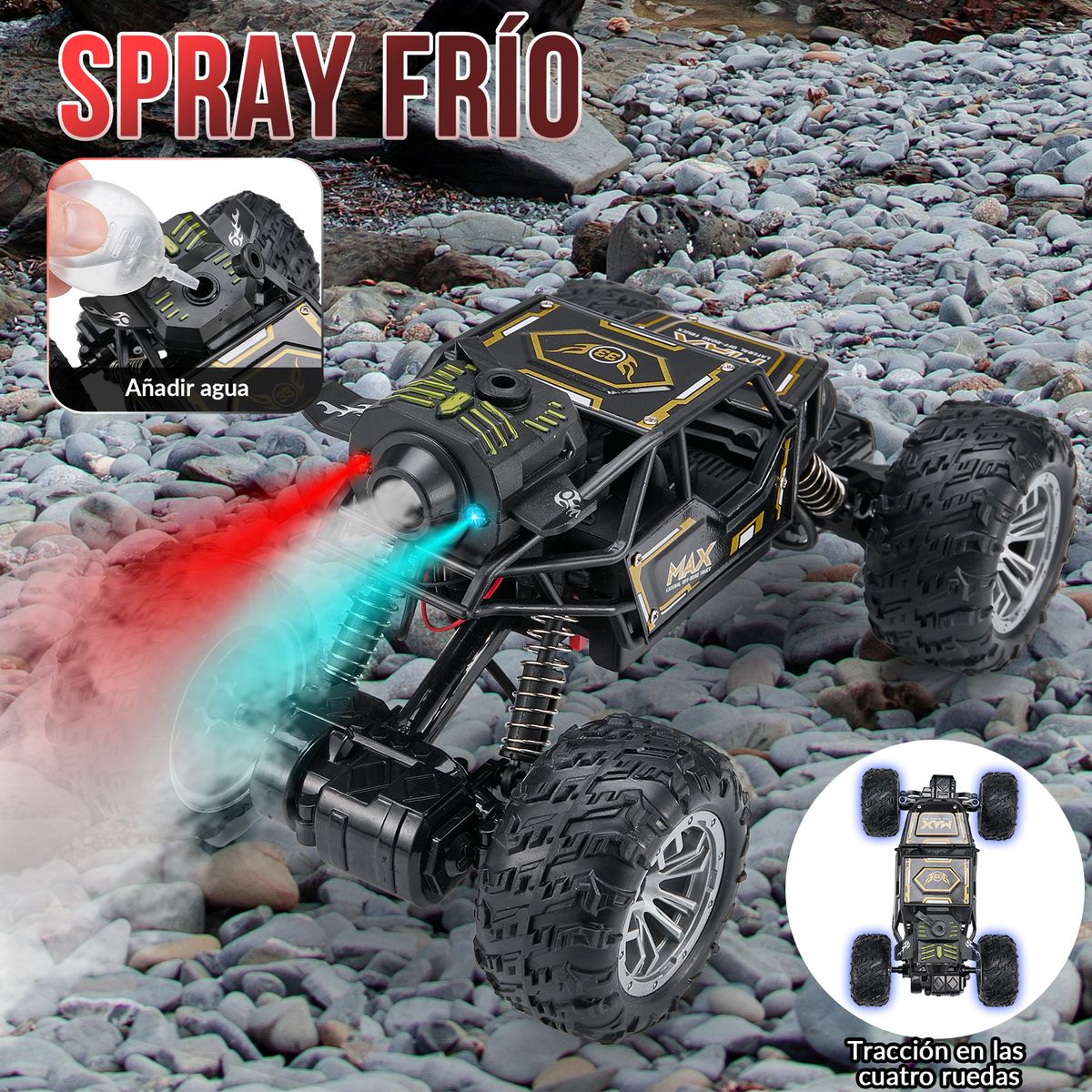 LUKOVEE - Auto Carro A Control Remoto Recargable Con Led Pulverizable