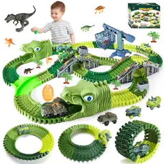 LUKOVEE - Pista Auto Dinosaurio Flexible Con Luz Led Juguete Niños 279