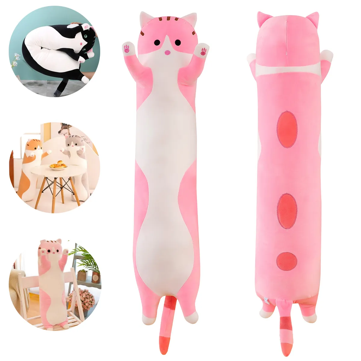 KINDA NICE - Almohada Para Dormir Peluche Gatito Relleno Algodón 50 Cm