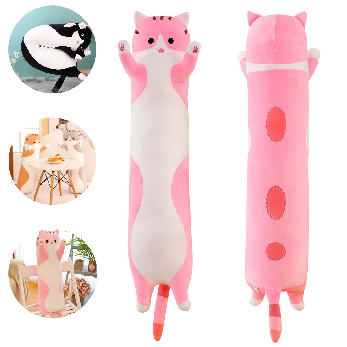 KINDA NICE - Almohada Para Dormir Peluche Gatito Relleno Algodón 50 Cm