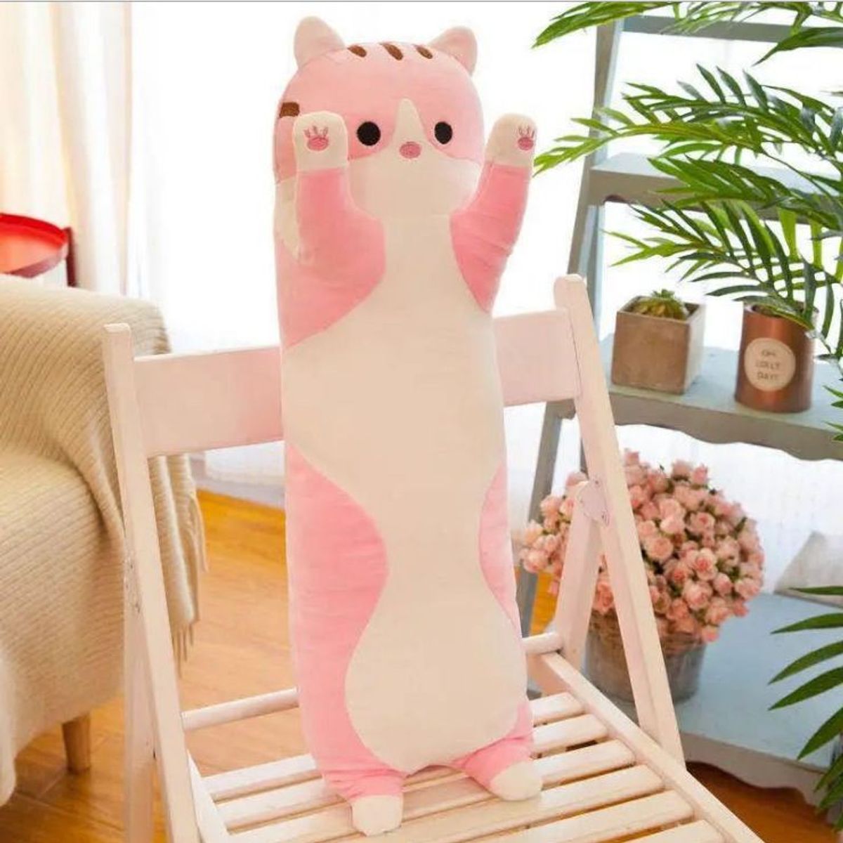 KINDA NICE - Almohada Para Dormir Peluche Gatito Relleno Algodón 50 Cm