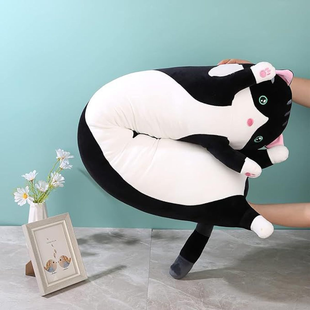 KINDA NICE - Almohada Para Dormir Peluche Gatito Relleno Algodón 50 Cm