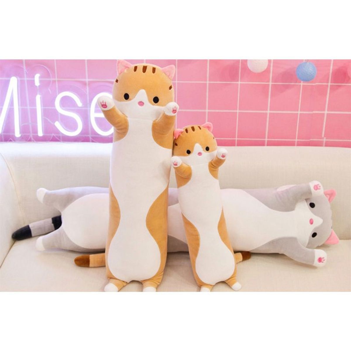 KINDA NICE - Almohada Para Dormir Peluche Gatito Relleno Algodón 50 Cm
