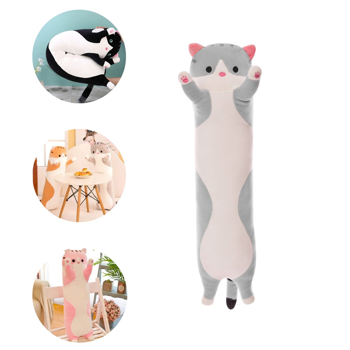 KINDA NICE - Almohada Para Dormir Peluche Gatito Relleno Algodón 50 Cm