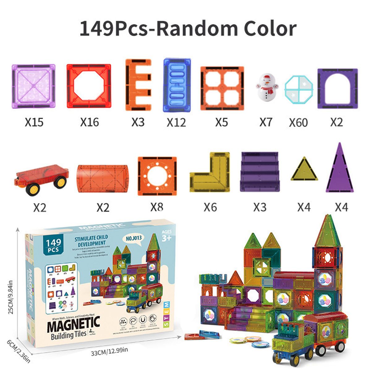 TATEE - 149pcs DIY juguetes Bloques de construcción magnéticos