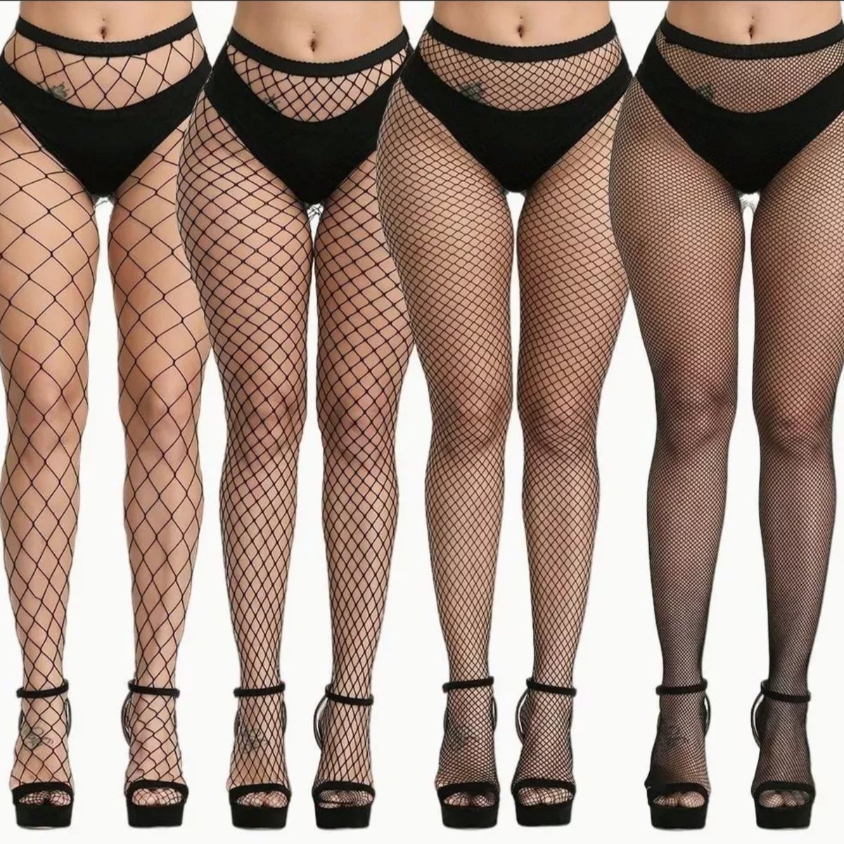 ATURE - Paquete De 4 Medias Mallas De Red Pantimedias Stresh Nylon