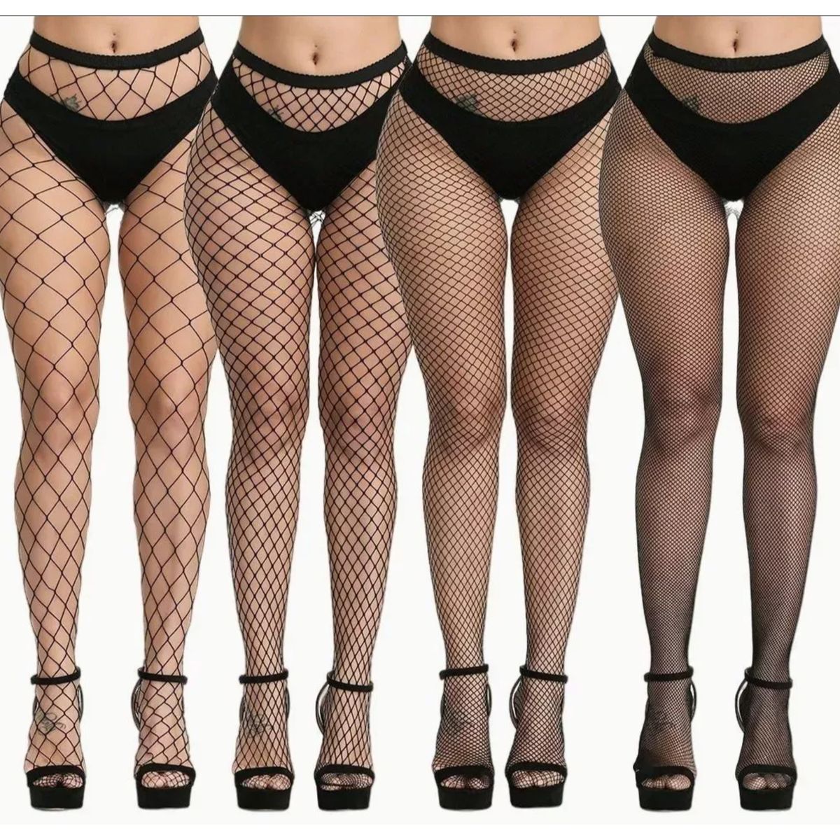 ATURE - Paquete De 4 Medias Mallas De Red Pantimedias Stresh Nylon