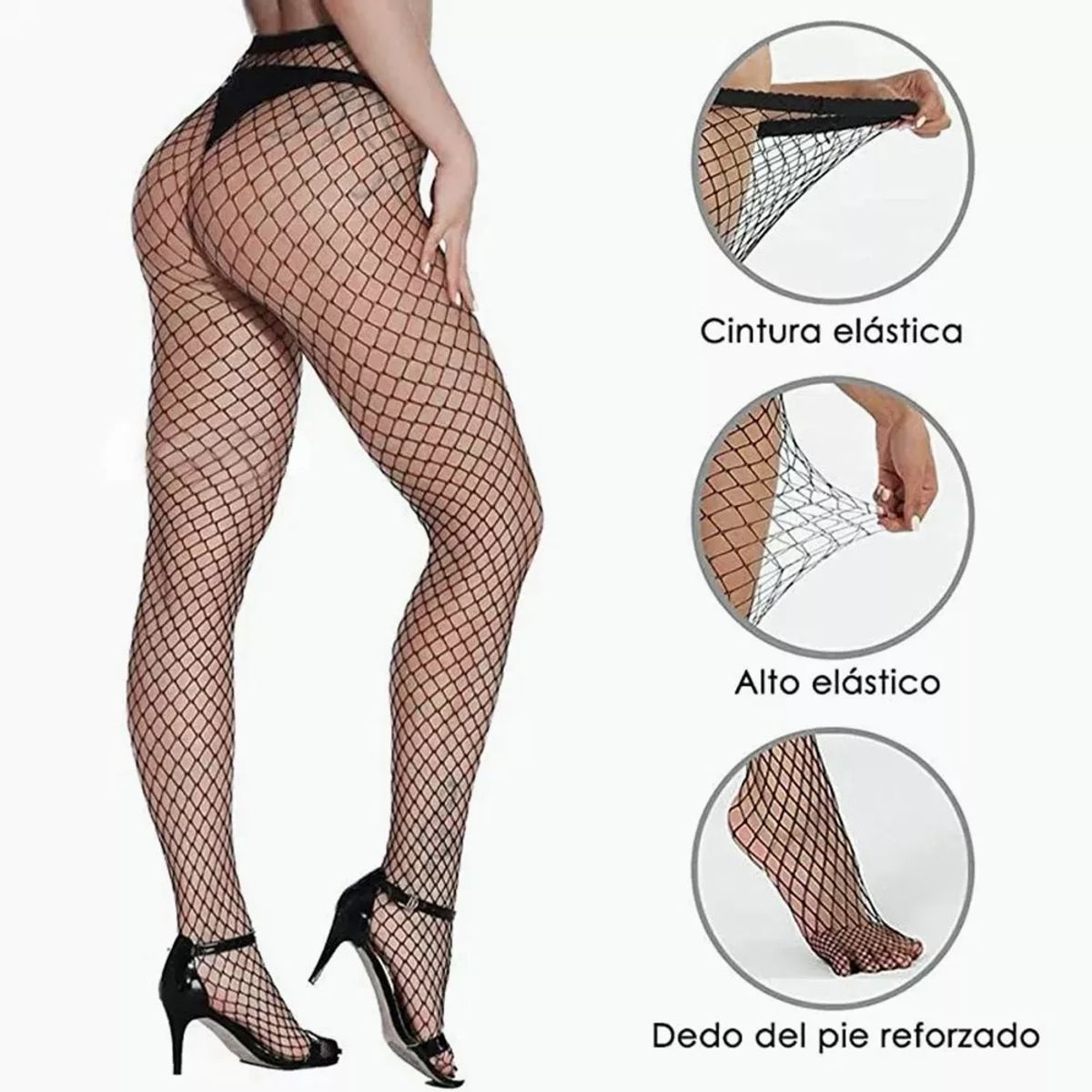 ATURE - Paquete De 4 Medias Mallas De Red Pantimedias Stresh Nylon