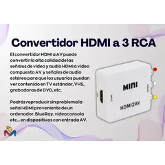 MALIK - Adaptador AV a Hdmi Convertidor 3 RCA a HDMI AV2HDMI Pack 6