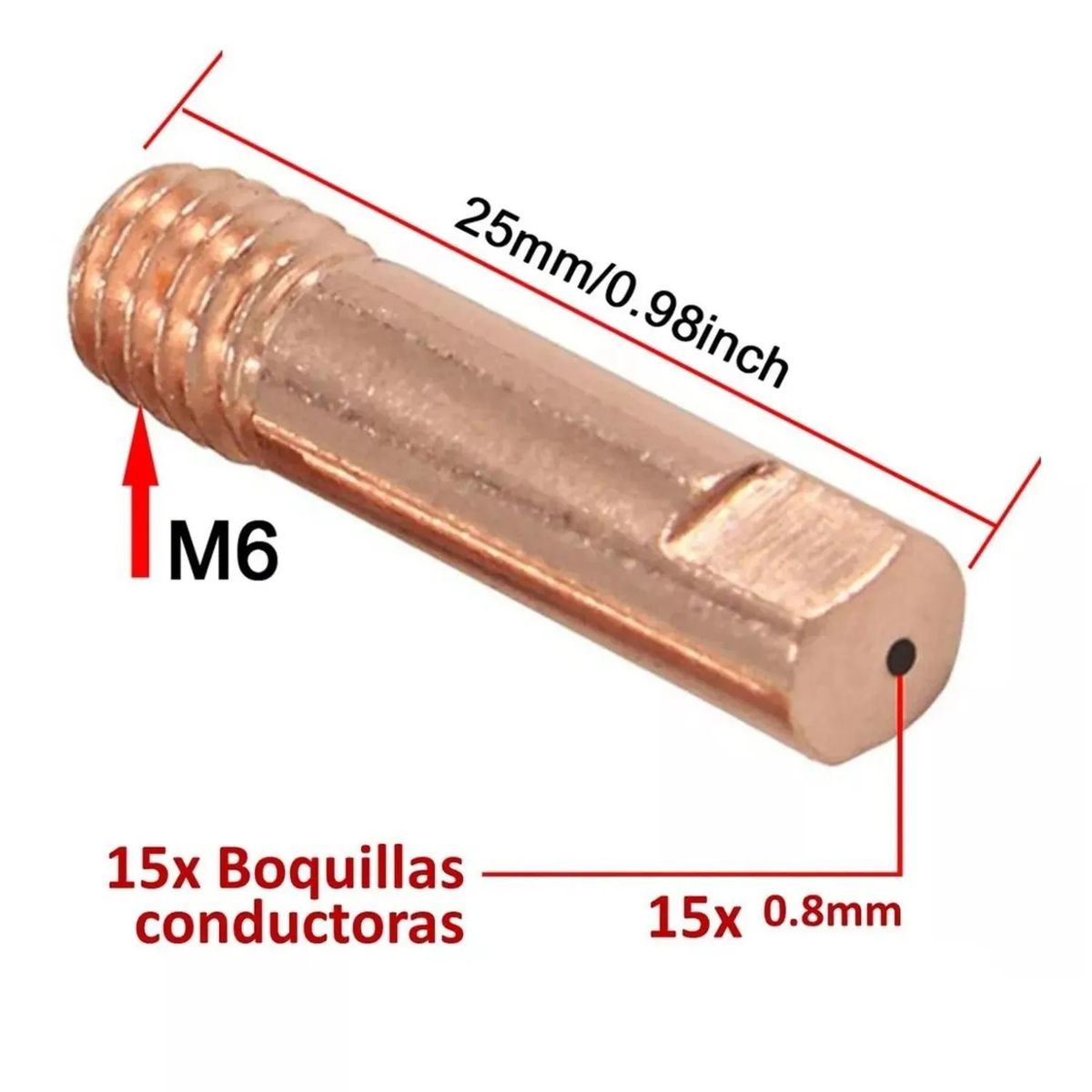 KUANGYE - Set 25 Pcs Punta Boquilla 0.8 Contacto Soldadura Mig Mag