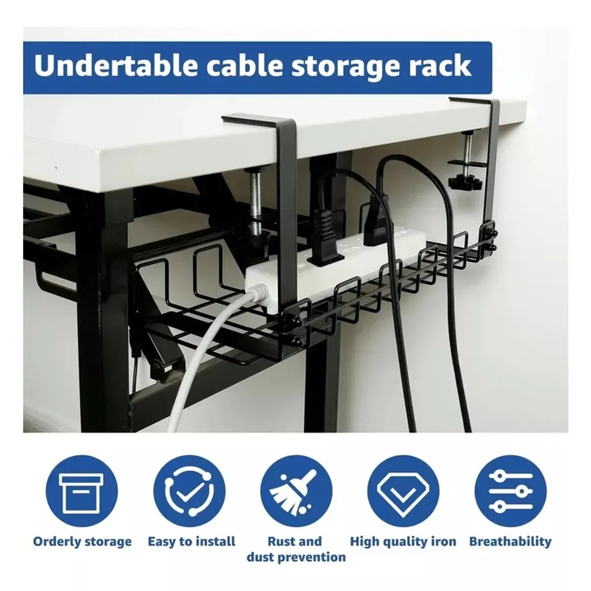 GENERICO - Organizadores De Cables De Escritorio De Metal