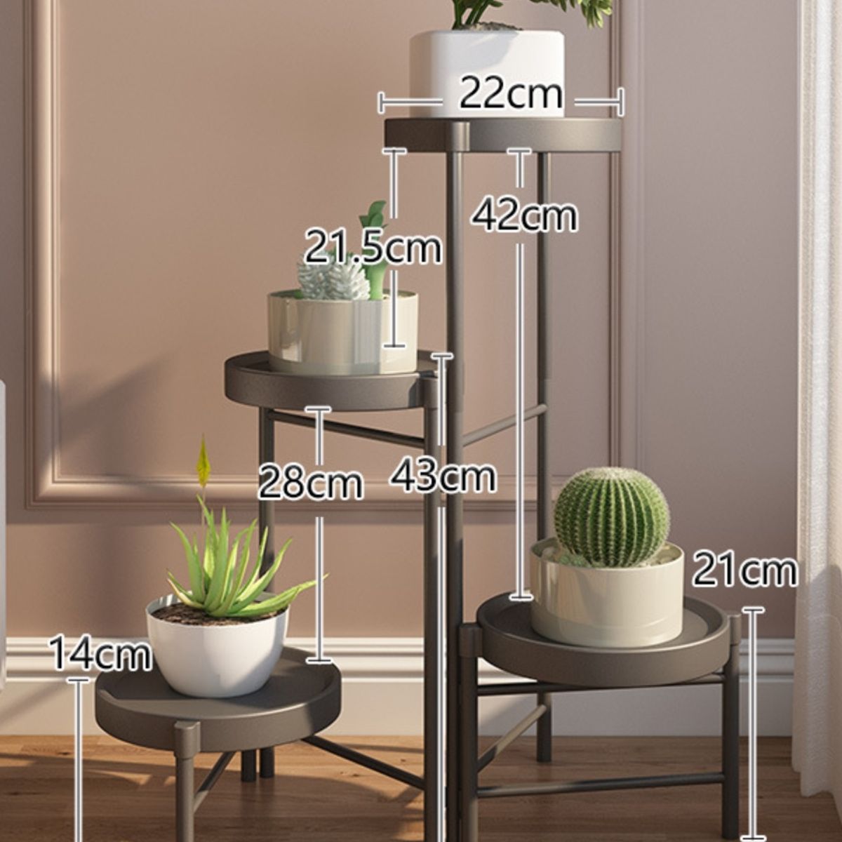 ATURE - Set Organizador 4 Pedestal Porta Macetero Desmontable Metal