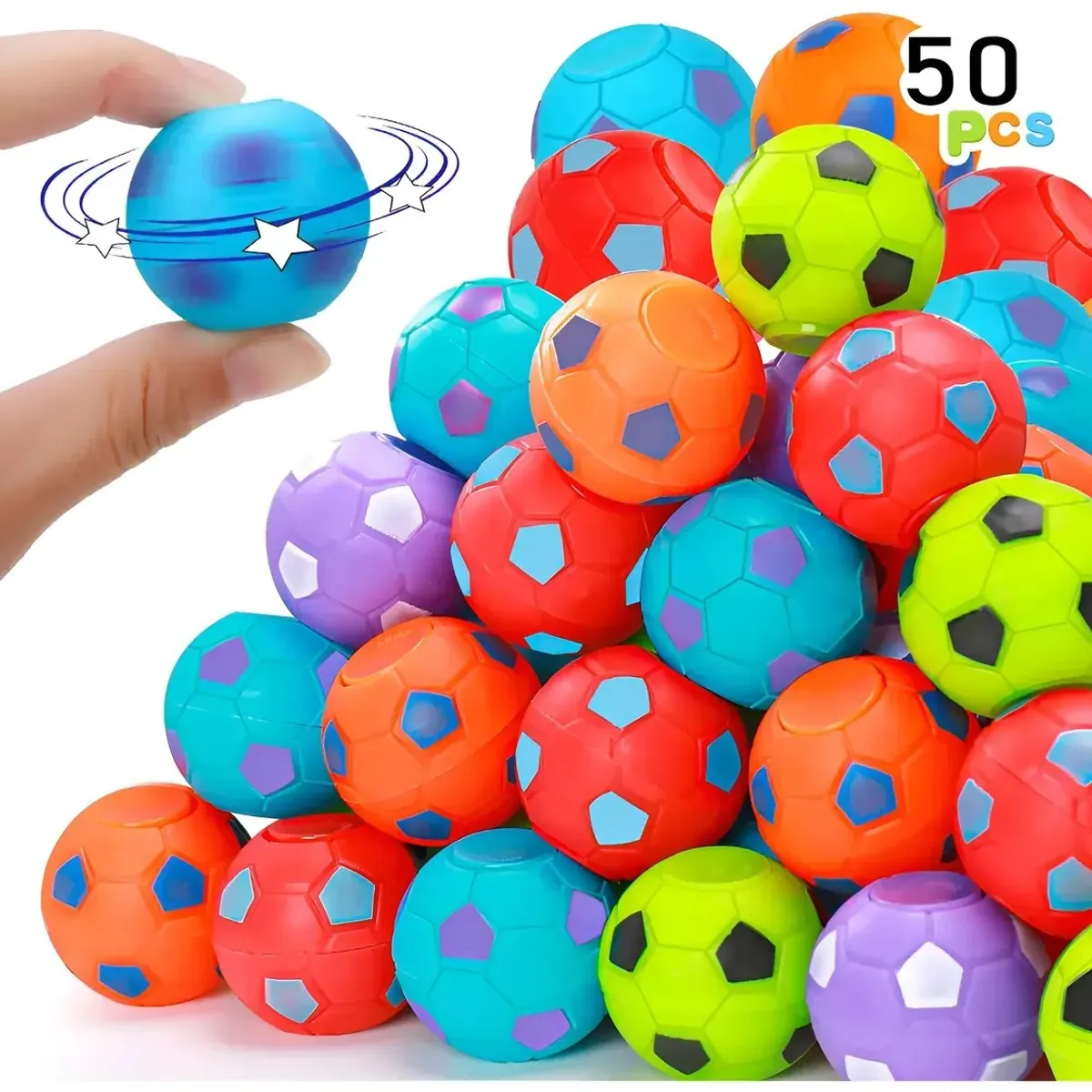 KUANGYE - Pack 50 Spinner De Pelotas De Fútbol Sorpresa De Cumpleaños