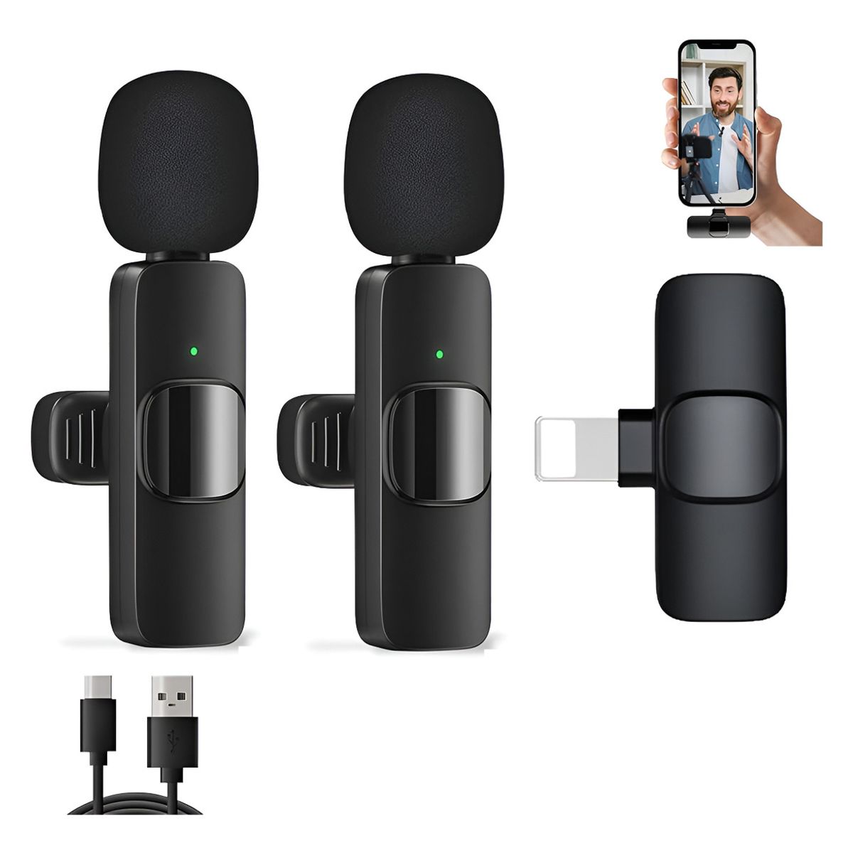 GENERICO - 2pc Micrófonos Lavalier Solapa Inalámbrico Usb-c Pc Celular