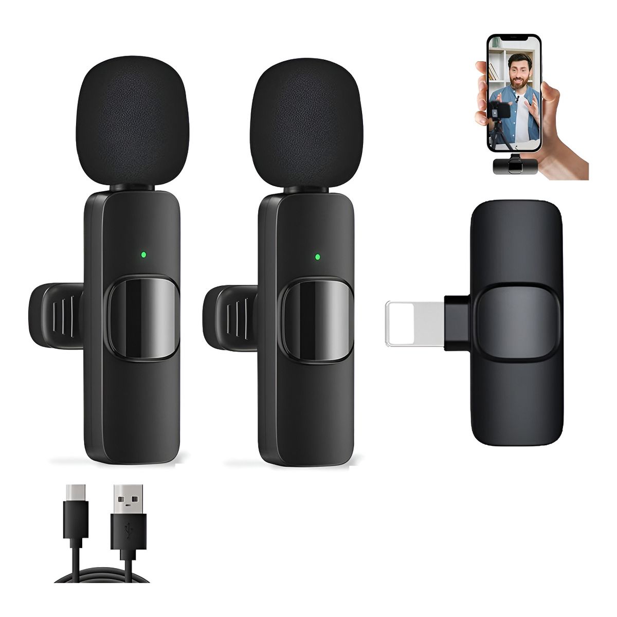 GENERICO - 2pc Micrófonos Lavalier Solapa Inalámbrico Usb-c Pc Celular