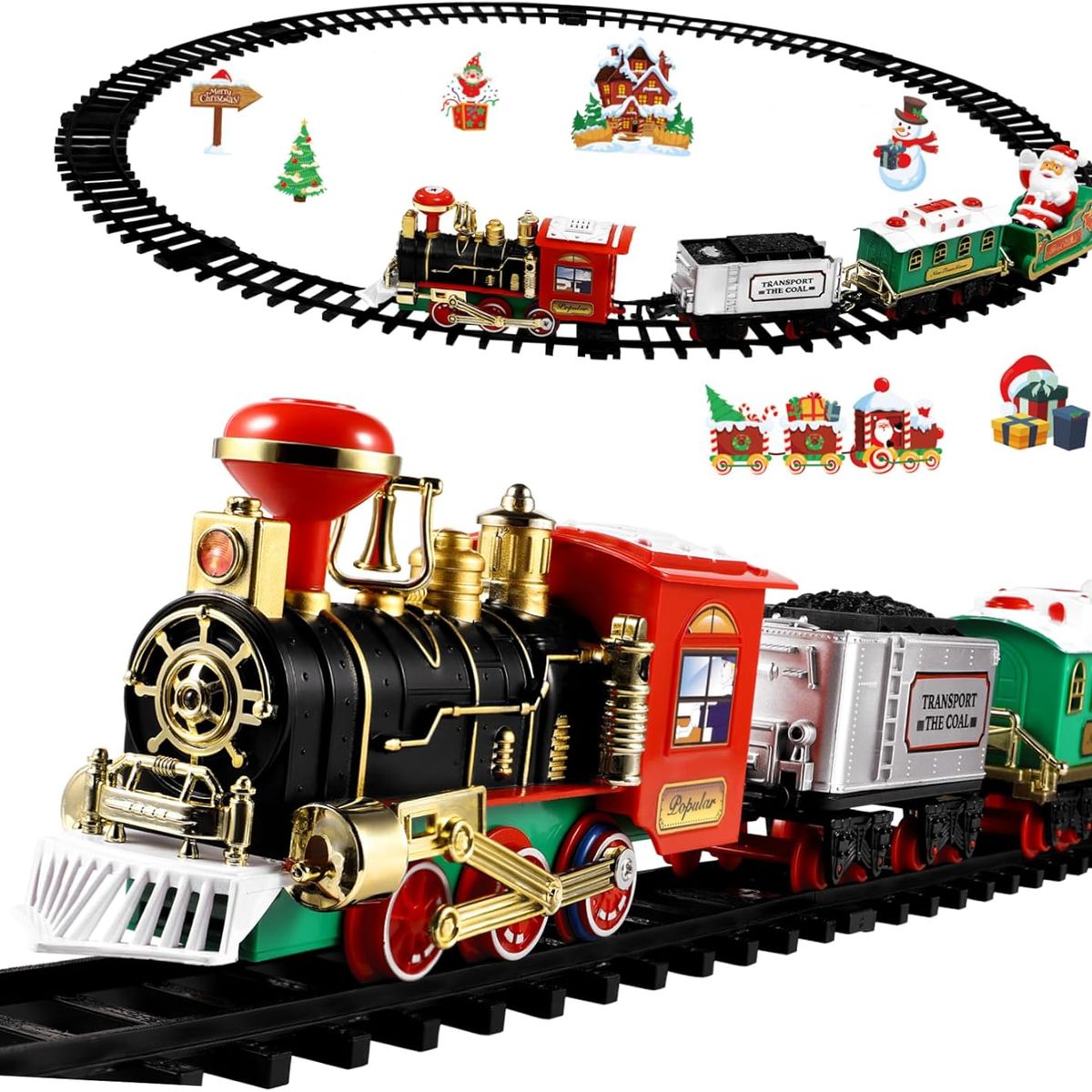 KUANGYE - Tren Eléctricos Para Colgar En Árbol De Navidad Sonidos Luz