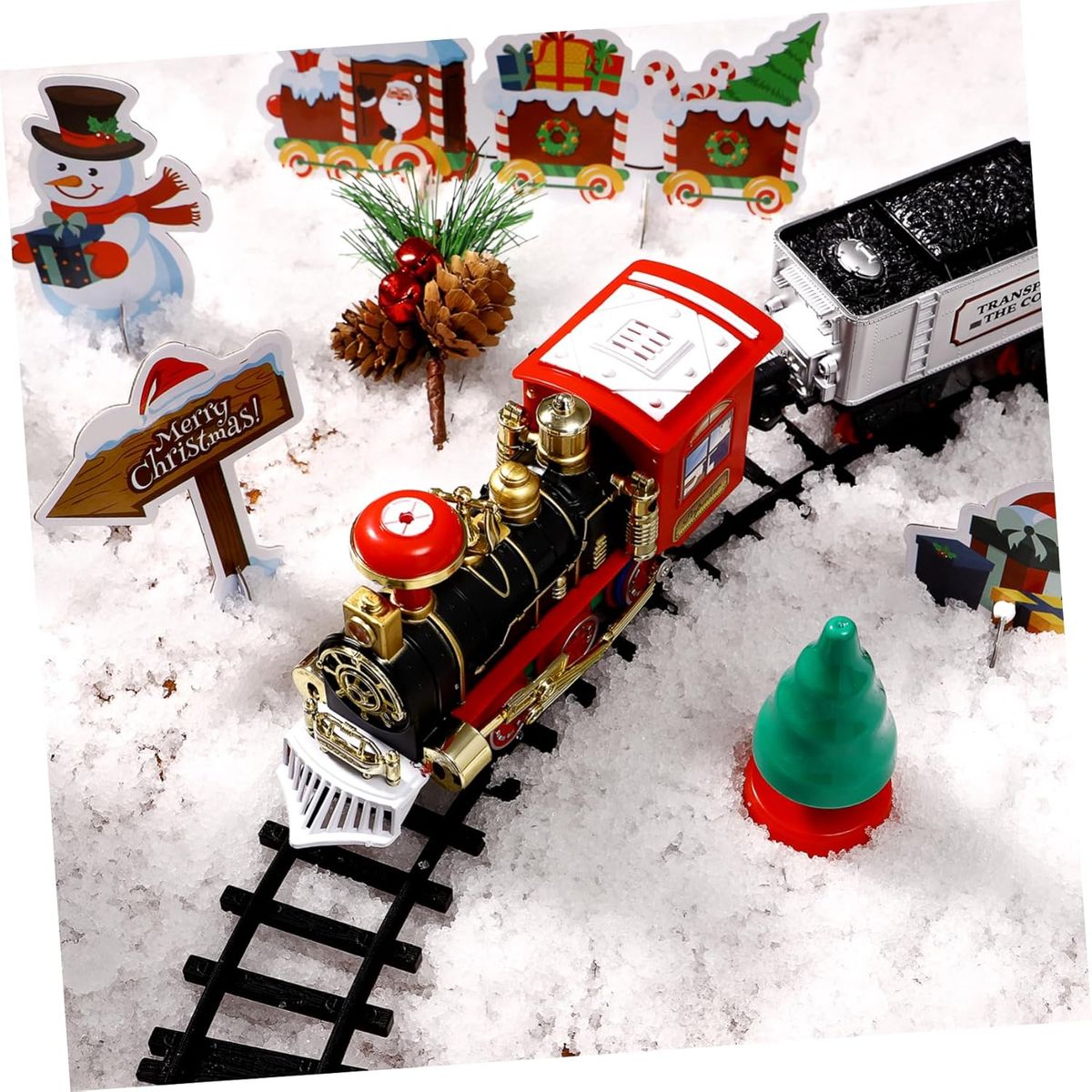 KUANGYE - Tren Eléctricos Para Colgar En Árbol De Navidad Sonidos Luz