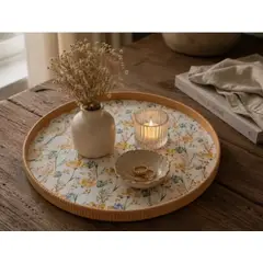 ATLAS - Bandeja Redonda Madera Floral