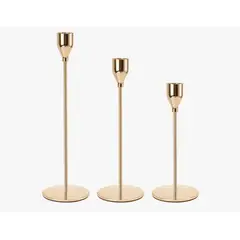 ATLAS - Set 3 Candelabros Porta Velas Dorado