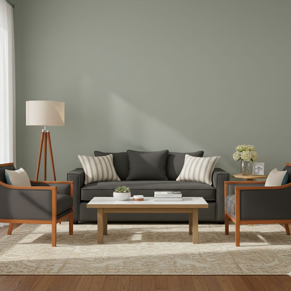 SITIAL HOME - Living 311 Romeo marengo Sofá 3 cuerpos resortes  + 2 Sitiales