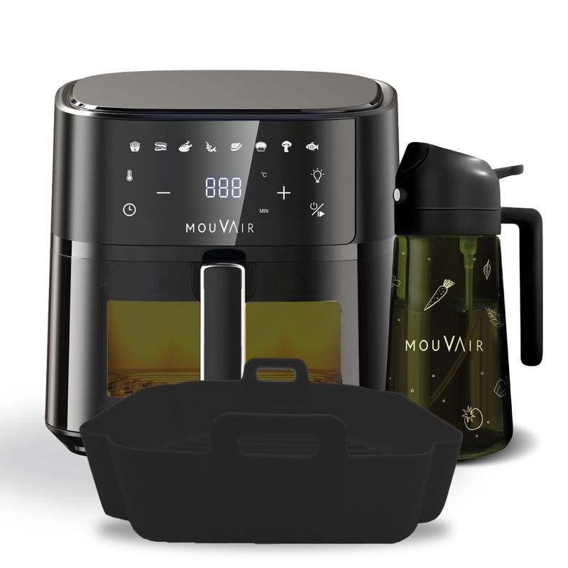 MOUVAIR - Freidora Clear Fry 6L + Rociador de Aceite + Molde de Silicona