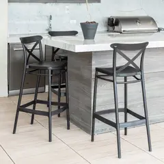 DECO EXTERIOR - 4 Taburetes de exterior Cross Bar 65 - negro