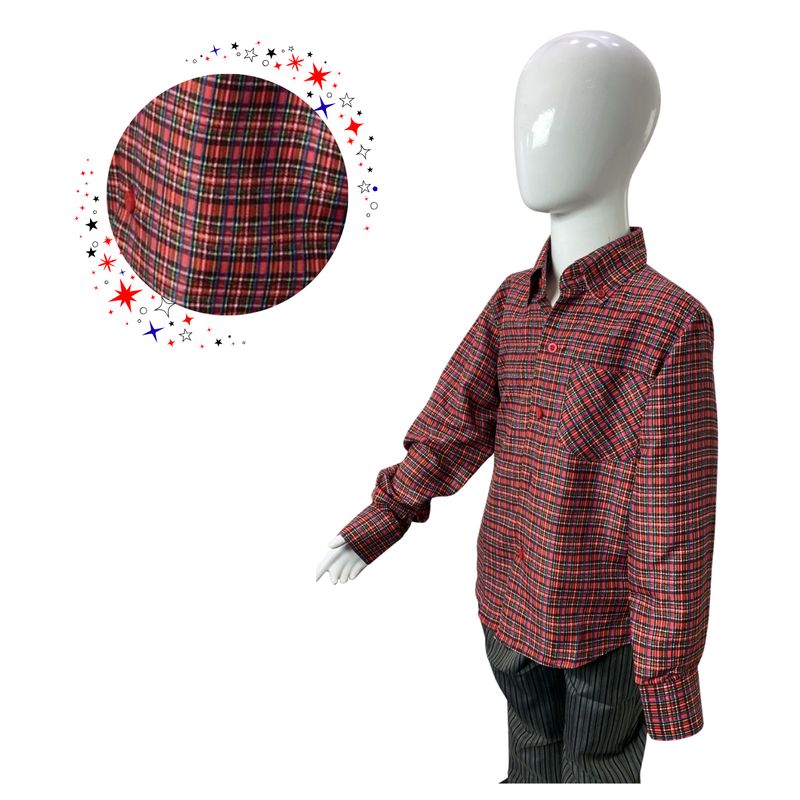 EKOL TACTICA MILITAR - Camisa Cuadrille Para Traje Huaso Niño Y Juvenil Rojo Negro