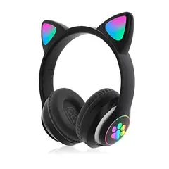 GENERICO - Audífonos Gamer Inalámbricos Orejas Cat Negro Con Luz Led