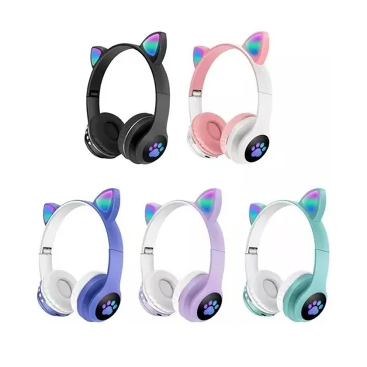 GENERICO - Audífonos Gamer Inalámbricos Orejas Cat Negro Con Luz Led