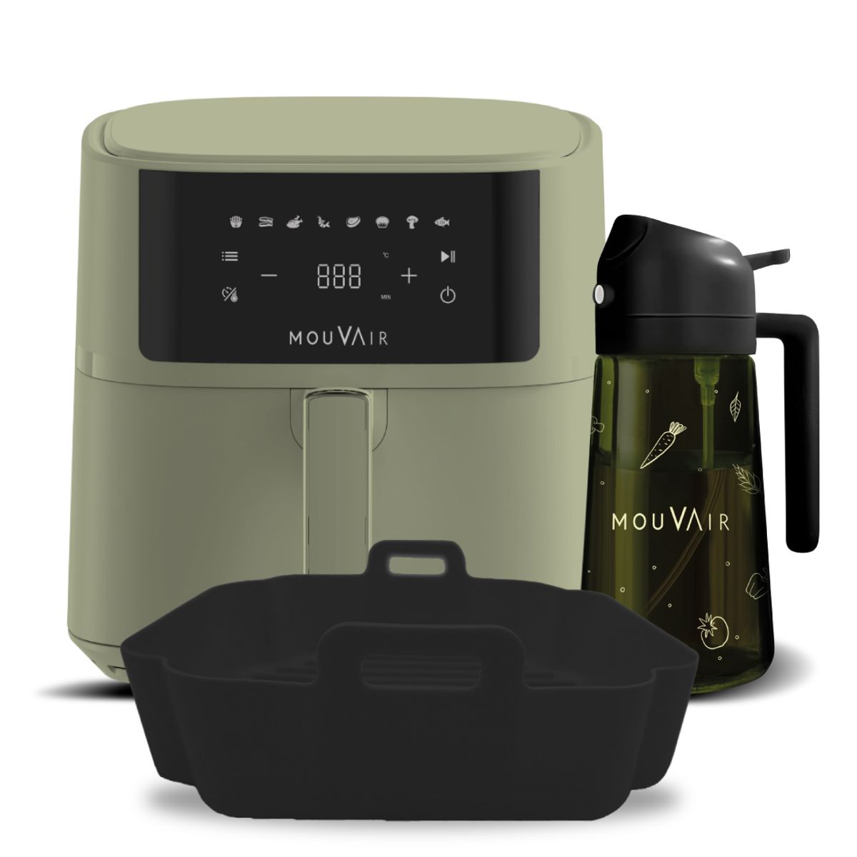 MOUVAIR - Freidora Fry 6L + Rociador de Aceite + Molde de Silicona