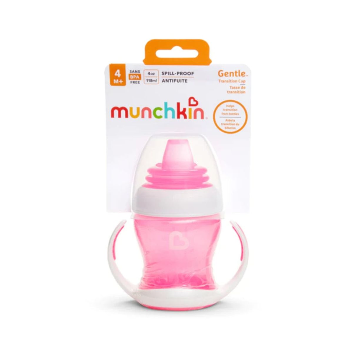 MUNCHKIN - Vaso de Transición Gentle 4m 118ml Rosado