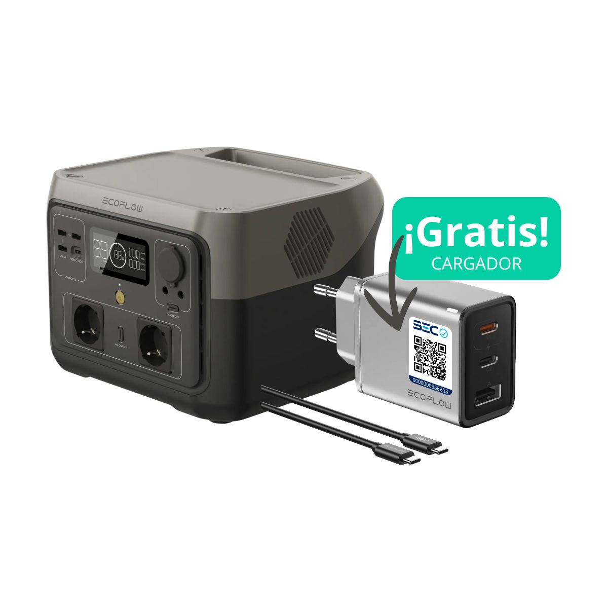 ECOFLOW - Generador EcoFlow River 2 Max + Cargador 65W