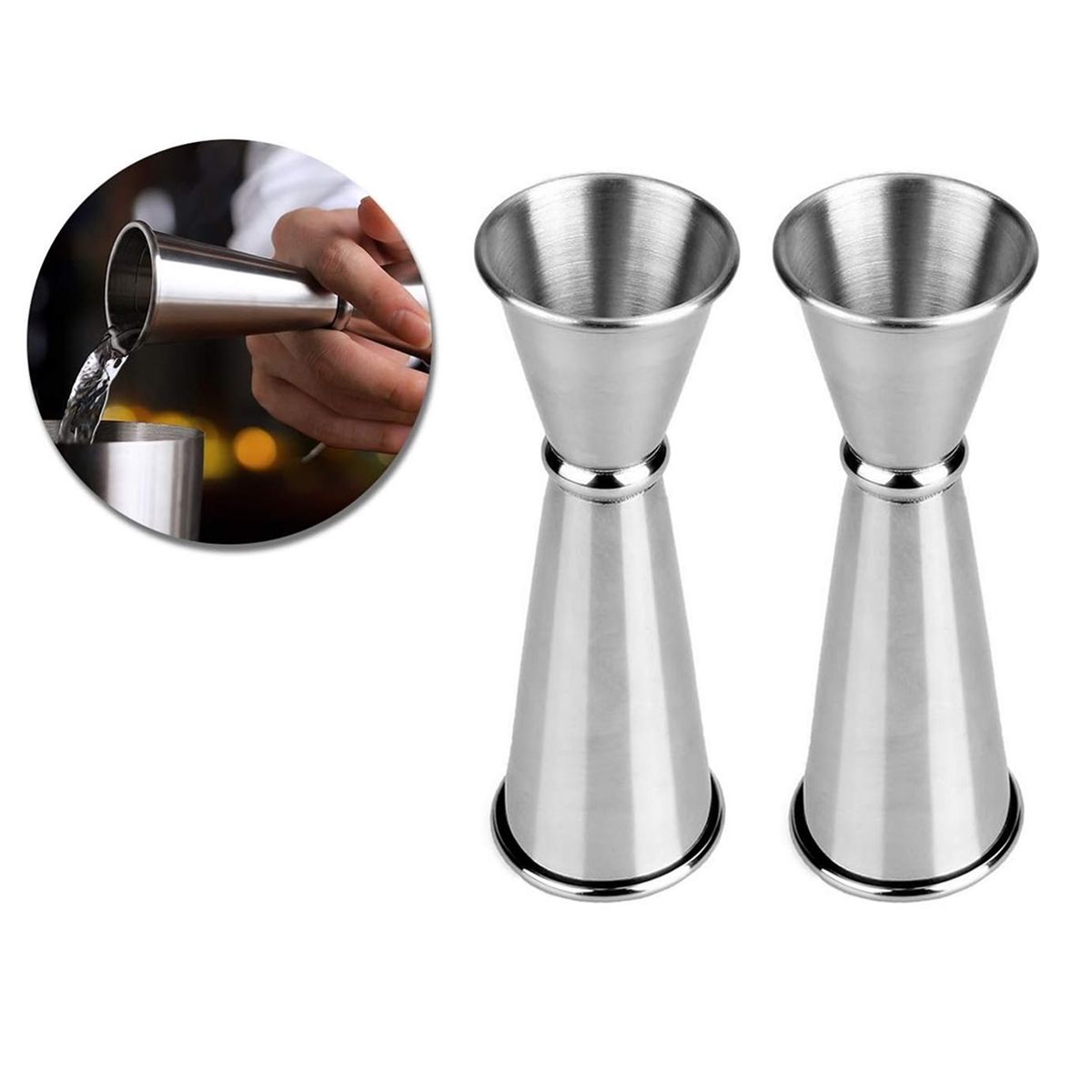 GENERICO - X2 Medidor Tragos Jigger Japones Doble 30-60ml Acero Inoxidable