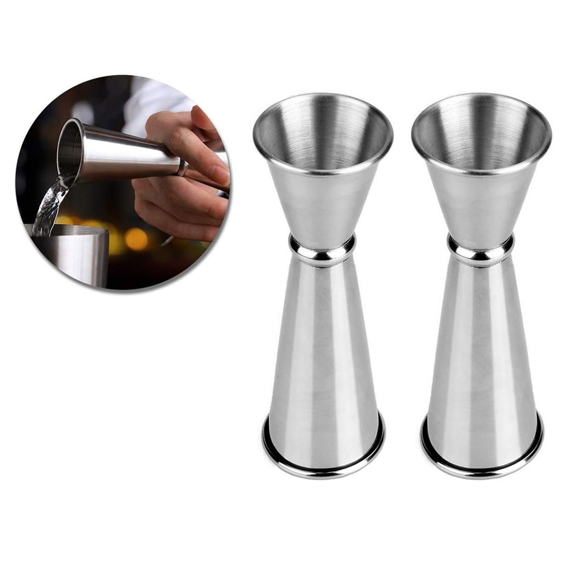 GENERICO - X2 Medidor Tragos Jigger Japones Doble 30-60ml Acero Inoxidable