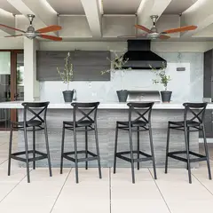 DECO EXTERIOR - 4 Taburetes de exterior Cross Bar 75 - negro