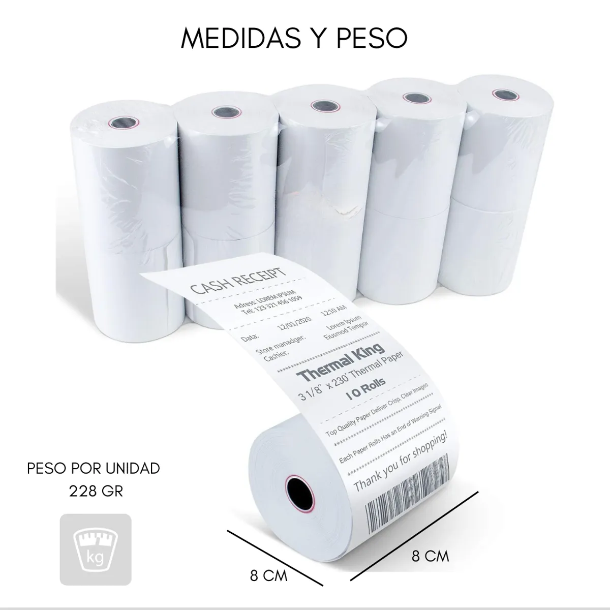 GENERICO - Rollos Térmicos 80x80 Mm Cinta Papel Impresora Térmica 5 Pza