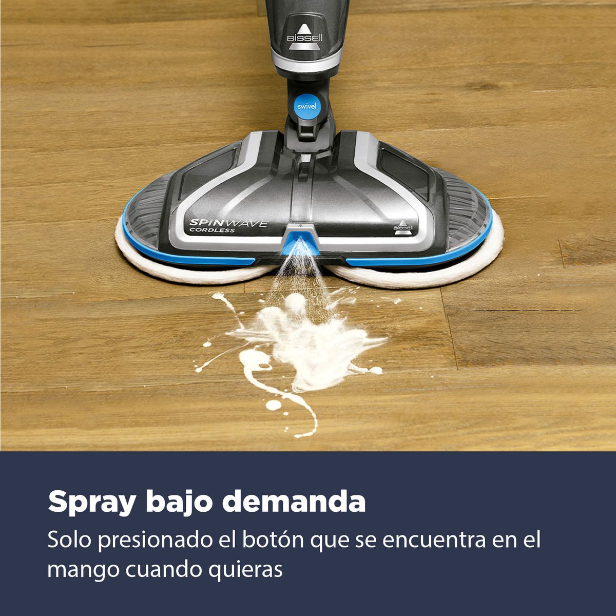 BISSELL - Trapeador Eléctrico Inalámbrico Spin Wave 2240N + Detergente