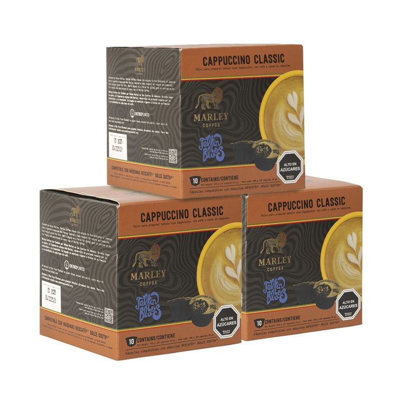 MARLEY COFFEE - Cafe Talkin Blues Cappuccino Classic Marley Coffee X3 Cajas