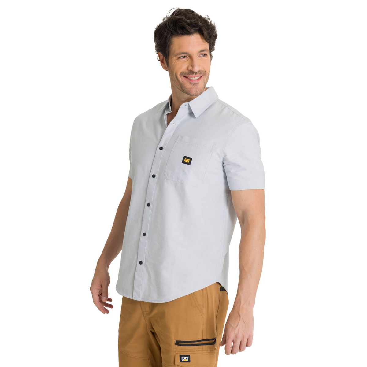 CAT - Camisa Manga Corta Hombre Oxford Relaxed Azul CAT