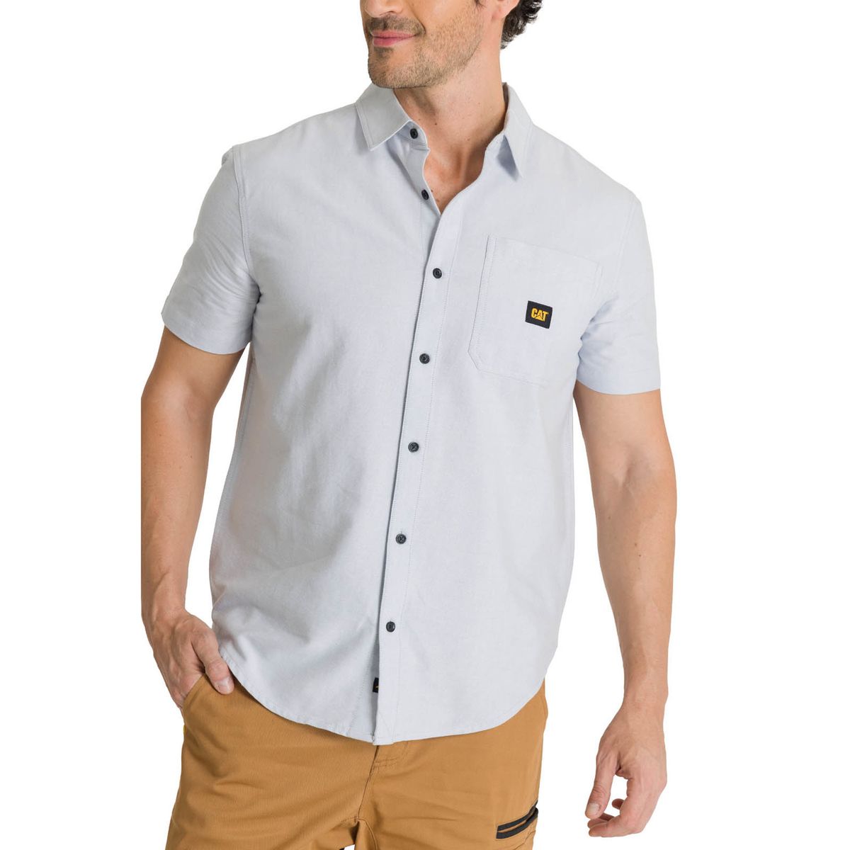 CAT - Camisa Manga Corta Hombre Oxford Relaxed Azul CAT
