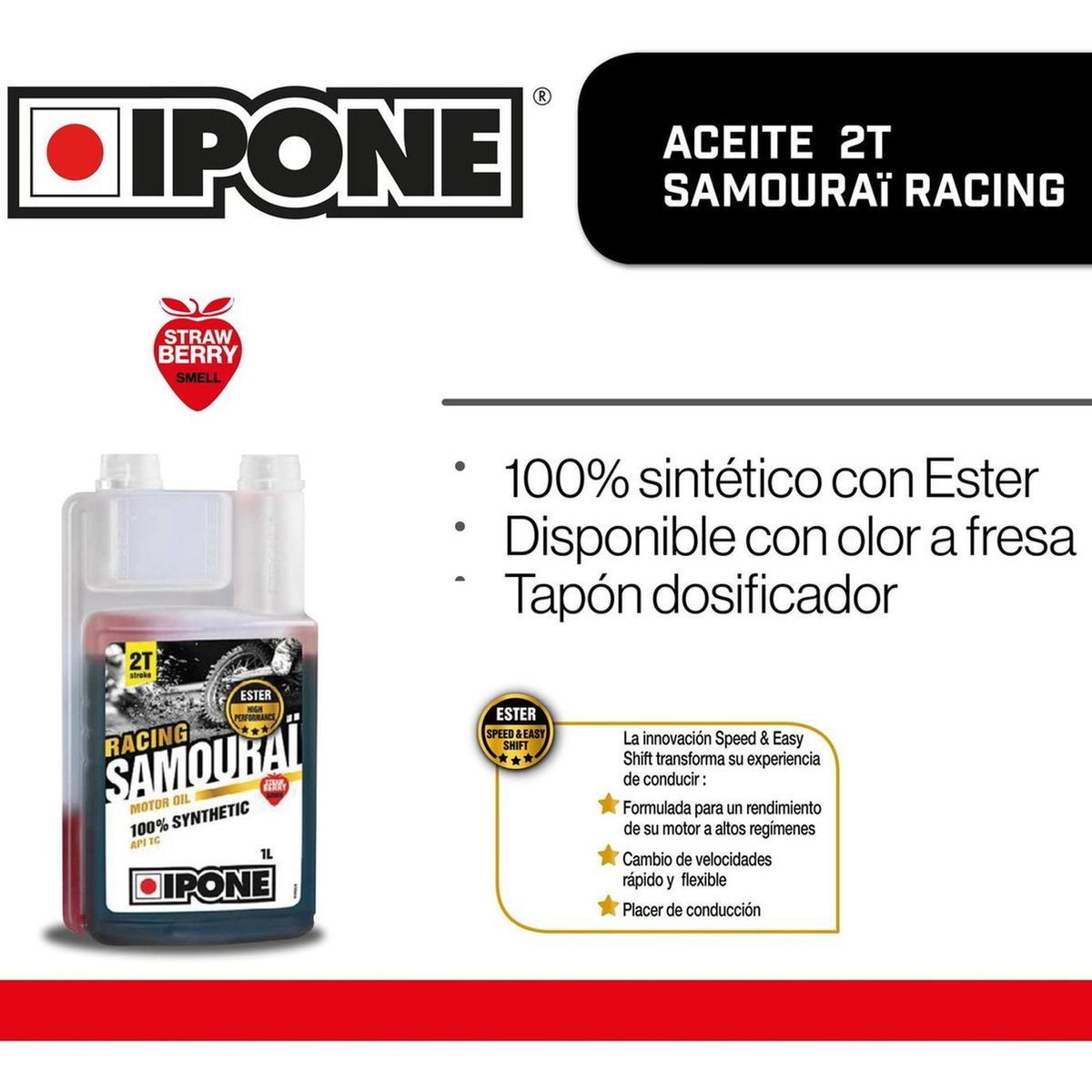 IPONE - Aceite De Moto Ipone Samourai 2t Full Sintetico Original 1l