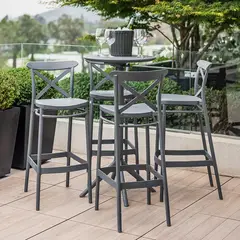 DECO EXTERIOR - 4 Taburetes de exterior Cross Bar 75 - gris
